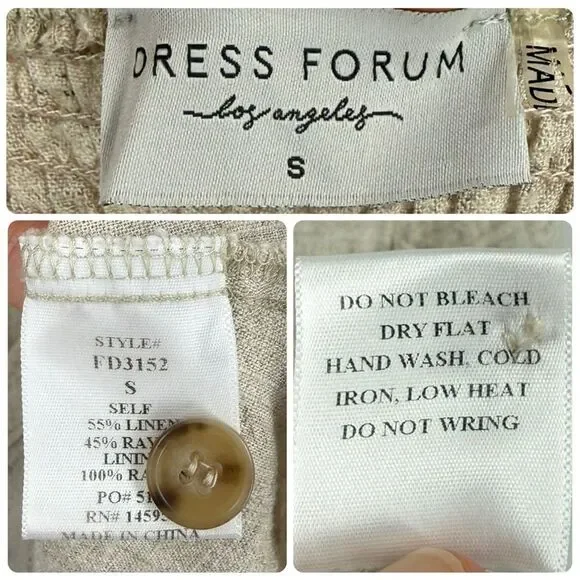 Dress Forum Linen Blend Off Shoulder Smocked Back Dress in Natural | Small - Picture 6 of 6